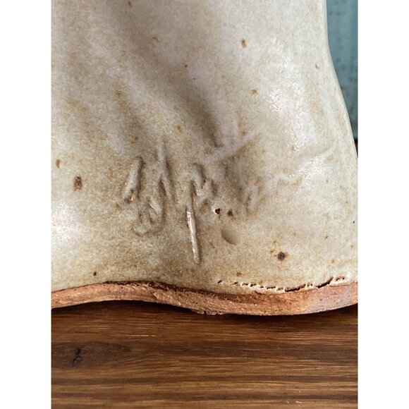 Hand made Signed Snowy Barn Owl Terra Cotta Garden Sculpture 9” Glass Eyes - Picture 5 of 12